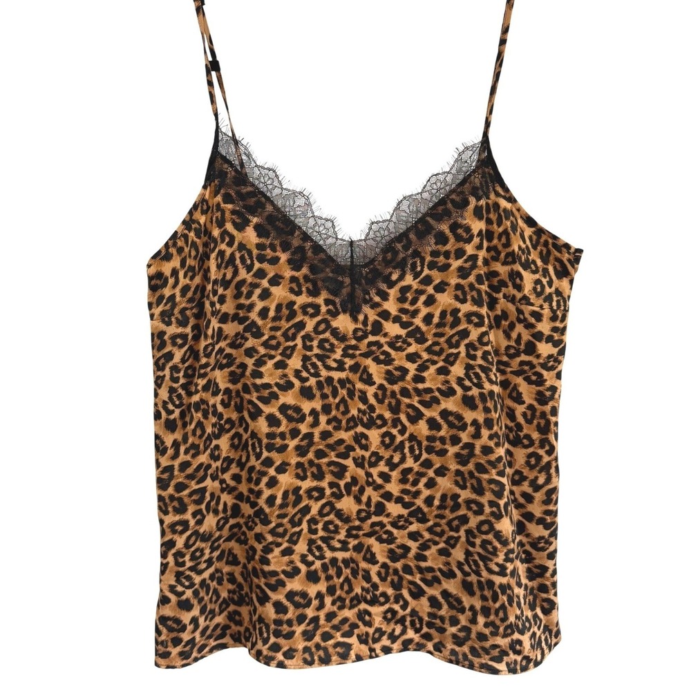 Next Leopard Print Satin Camisole Top Lace Trim Size 16‎ Y2K Feminine NWT